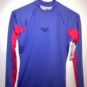 Roxy Women's Long Sleeve Swim Rash Guard in Purple and Red